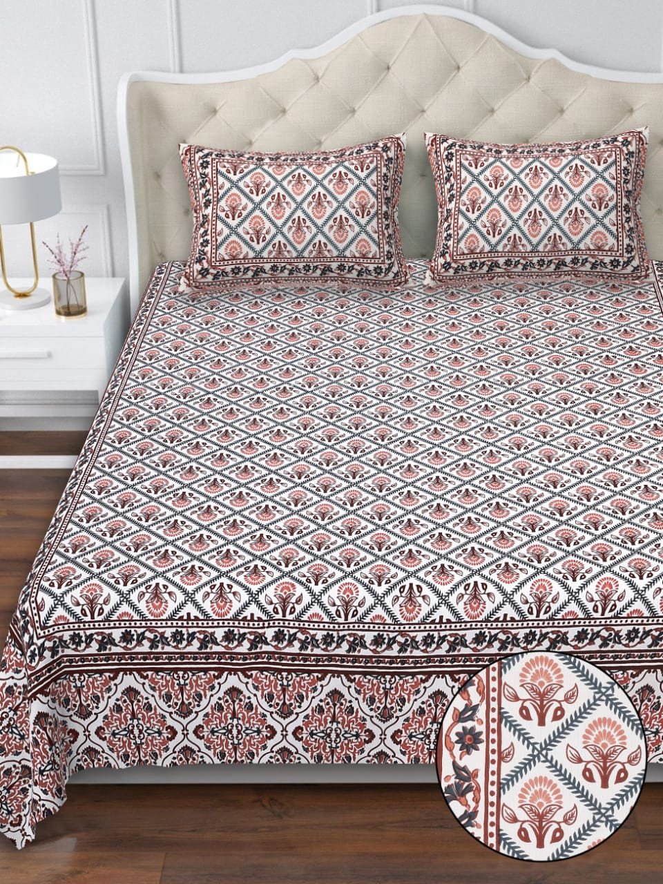 Tribal Touch Bedsheet | 100 x 108 Inches | Jaipuri Block Print | Cotton Comfort