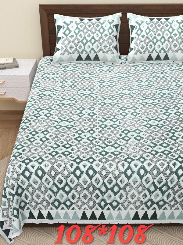 Aves Premium Super King Size Hand Block Cotton Printed Bedsheet