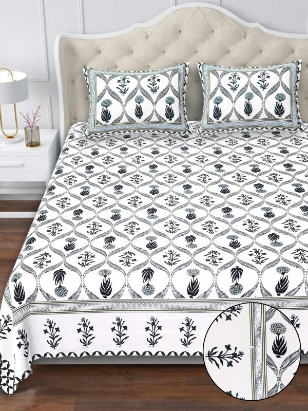 Marigold Dreams Bedsheet by Bellacasa | Single Size | Jaipuri Heritage Print | Cotton Rich Fabric