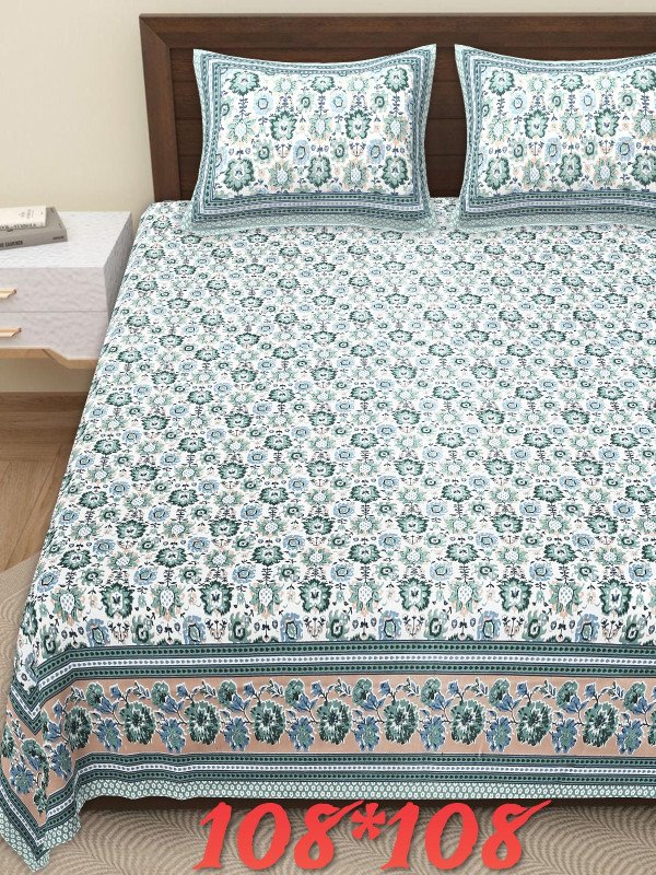 Aves Premium Super King Size Sanganeri Printed Bedsheet