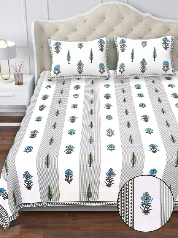 Elegant Touch Bedsheet  | Double Bed Size | Jaipuri Handblock Print | 100% Cotton