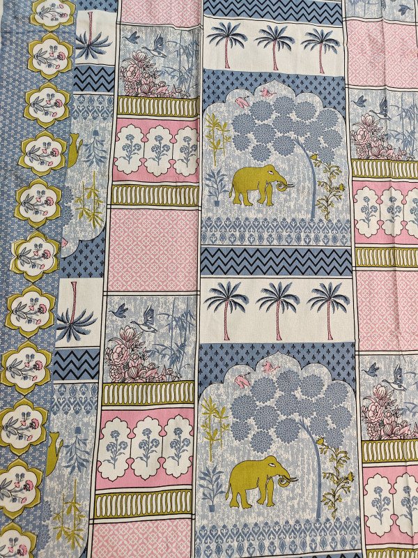Aves Cotton Bedsheet | Jaipuri Handblock | Single Bed | Stitched for Durability