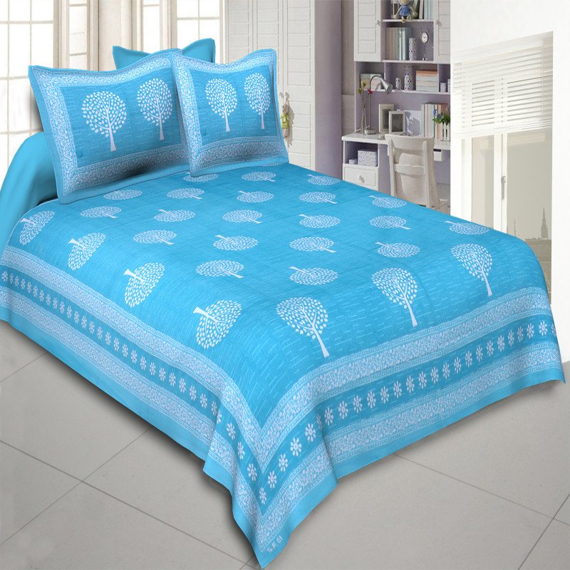 Aves Double Bed Cotton Bedsheet with 2 Pillow Covers