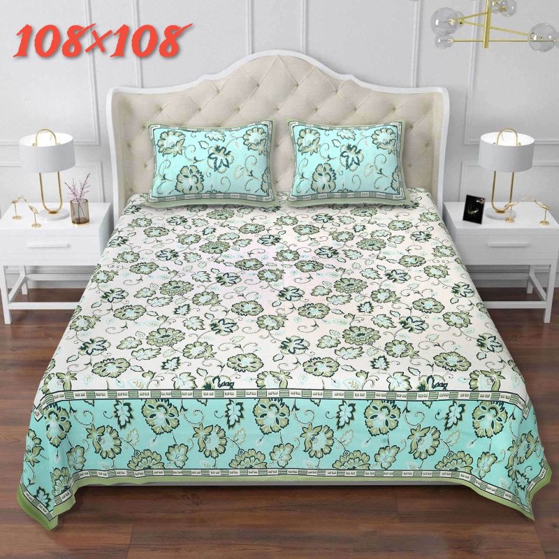 Aves Premium Super King Size Cotton Floral Bedsheet with 2 Pillow Covers