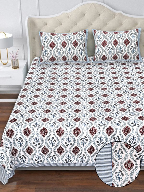 Aves Lifestyle Jaipuri Print Bedsheet | Single Bed Size | 100% Cotton